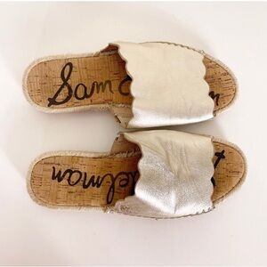 Sam Edelman Gold Shimmer Scallop Leather Sandals